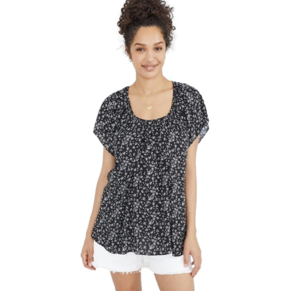 Hatch Tops - Hatch Maternity The Secret Nursing Top Black/Multi Floral Print Size Small EUC